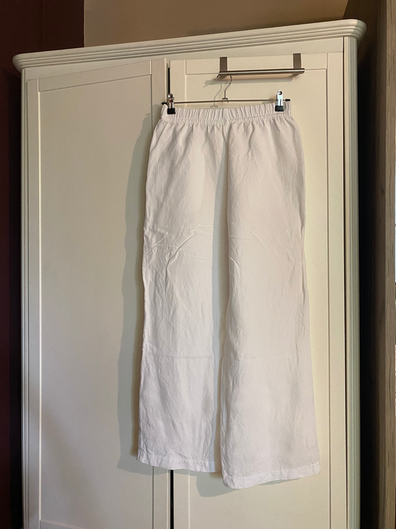 H&M lanene pantalone bele boje- nenošeno slika #3