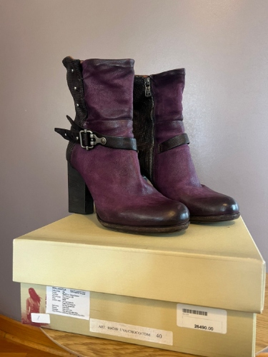 Airstep kozne ljubicasto-crne zenske cizme 40