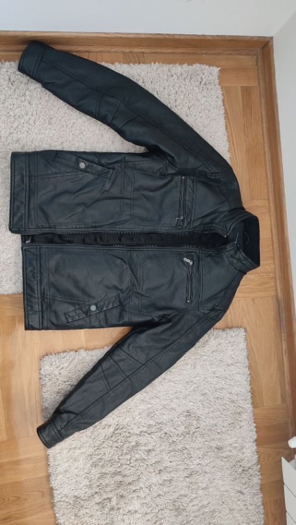 Muška crna jakna od veštačke kože S slika #2