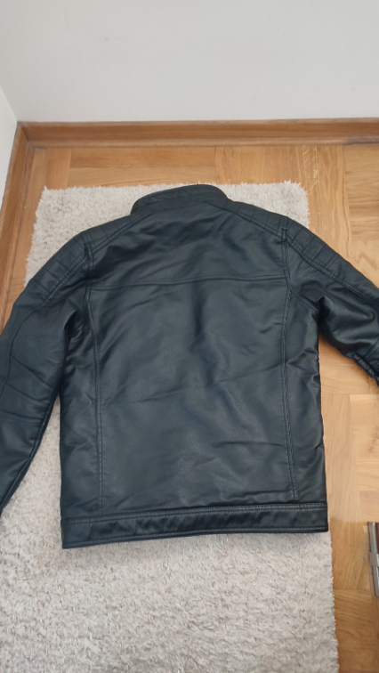 Muška crna jakna od veštačke kože S slika #3