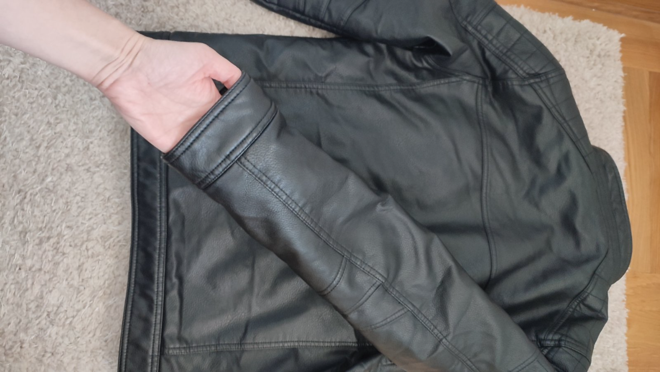 Muška crna jakna od veštačke kože S slika #4