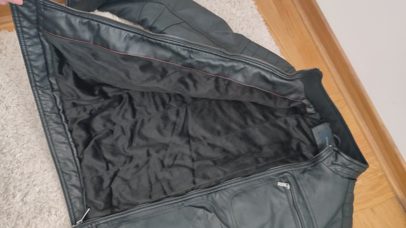 Muška crna jakna od veštačke kože S slika #5