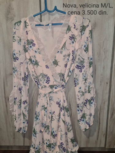 NOVA roze cvetna haljina M/L