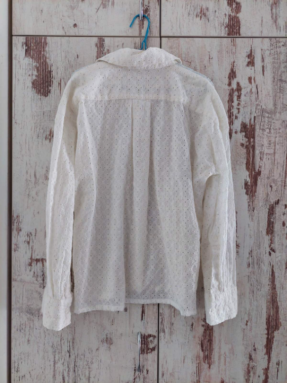 Zara bela rupičasta eyelet košulja slika #4