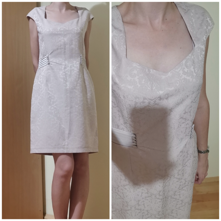 Bež elegantna haljina L slika #1