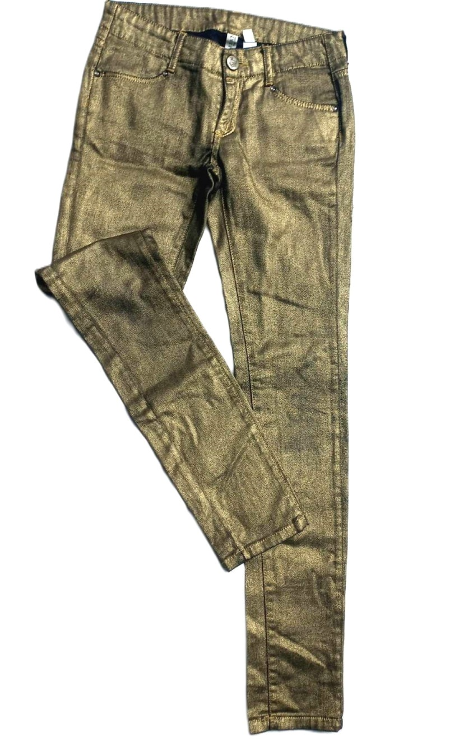 MANGO metalik zlatne farmerke slika #2