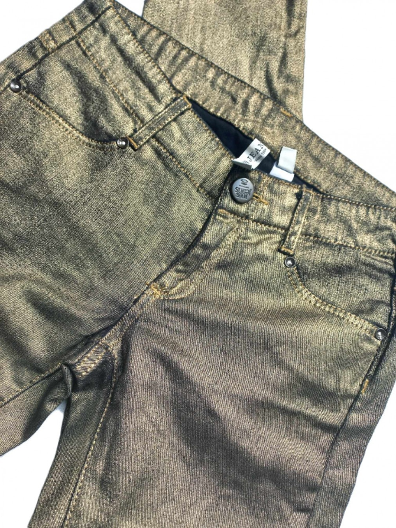 MANGO metalik zlatne farmerke slika #4