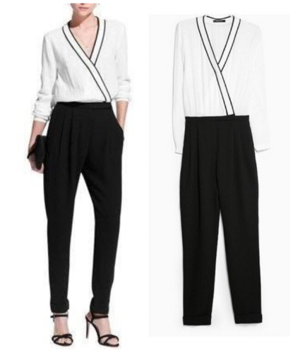 MANGO kombinezon crno-beli L