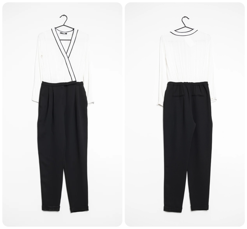 MANGO kombinezon crno-beli L slika #2