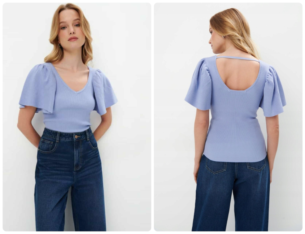 *MOHITO* bluza sa puf rukavima L slika #3