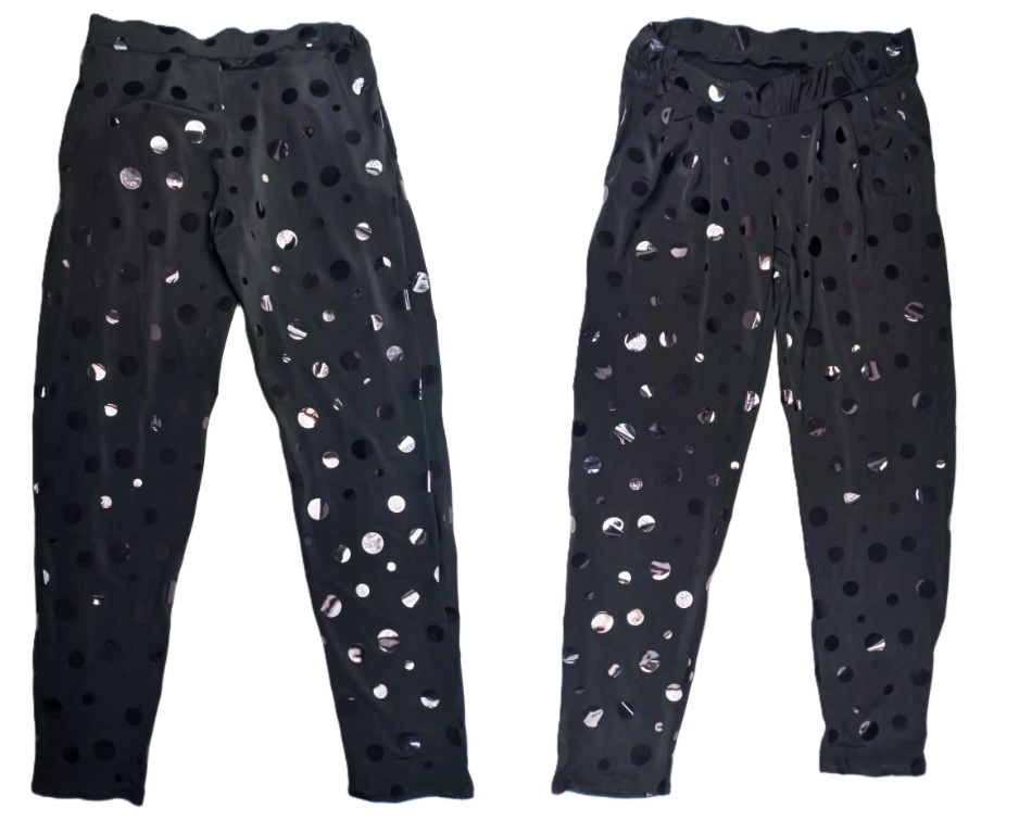 Pantalone sa sjajnim crnim "diskovima" slika #3
