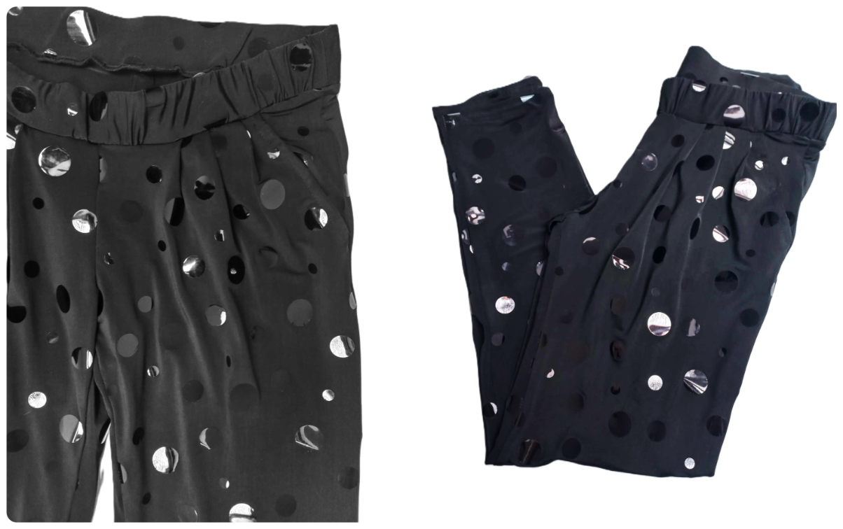 Pantalone sa sjajnim crnim "diskovima" slika #4