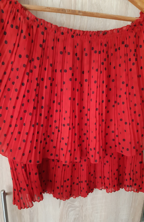 Zara crvena plisirana bluza slika #2