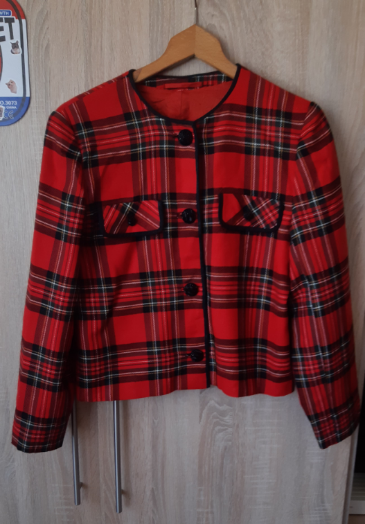 Unikatni vintage siveni karirani komplet slika #3
