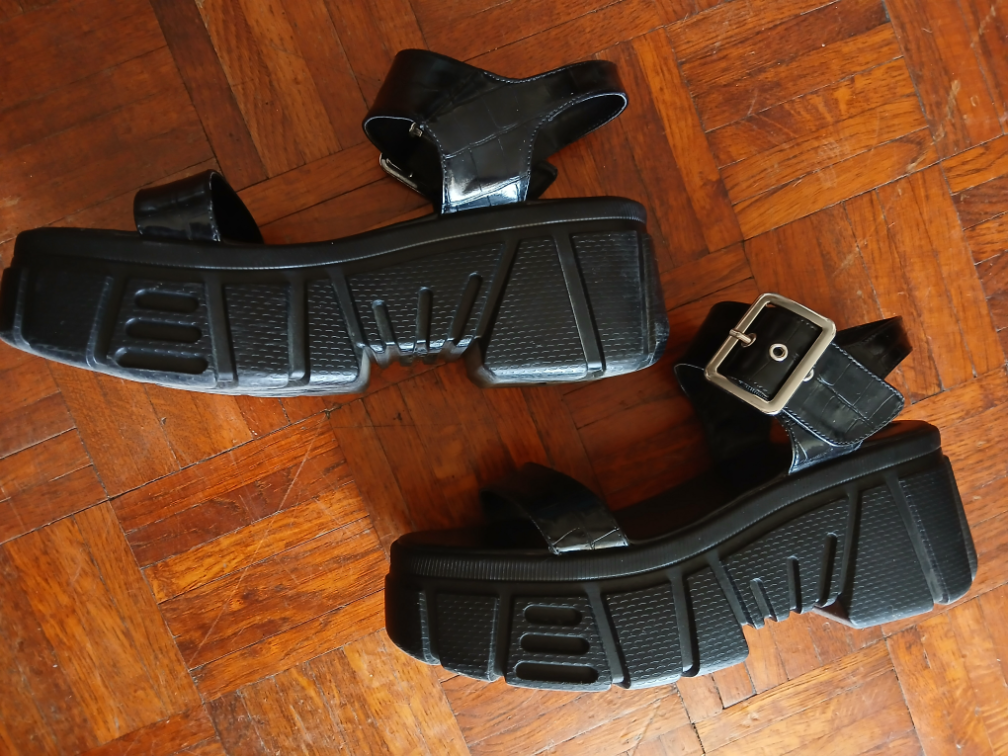 Bershka crne sandale sa kaisicima na platformu, 41 slika #5