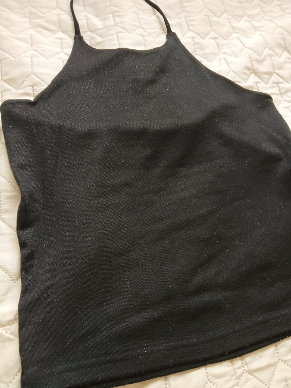 Crna svetlucava bluza na vezivanje oko vrata, M slika #2