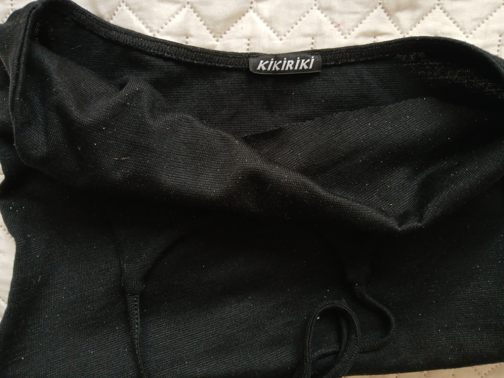Crna svetlucava bluza na vezivanje oko vrata, M slika #5