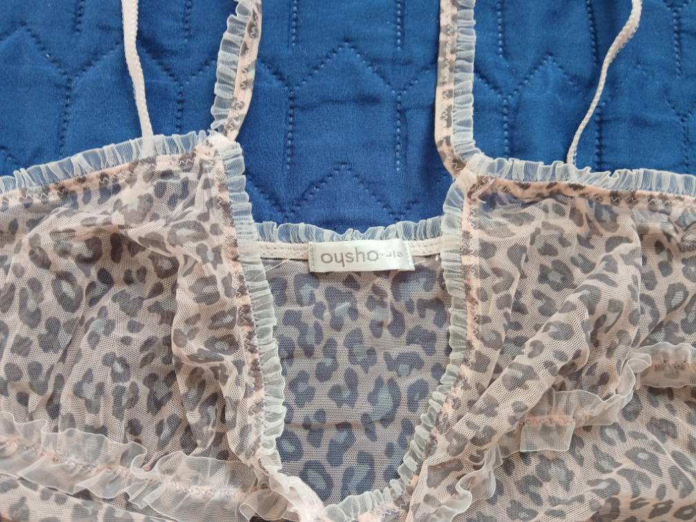 Oysho leopard roze providna majica za spavanje, L slika #3