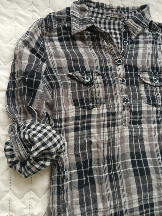 Attrattivo sivo-crna karirana kosulja, L slika #2