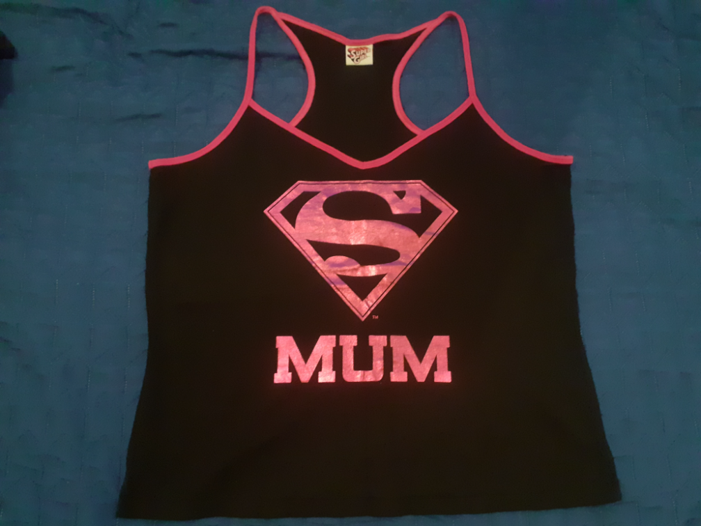 Nova Super Mum crno-roze majica na bretele, L-XL slika #1