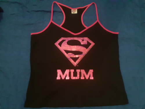 Nova Super Mum crno-roze majica na bretele, L-XL