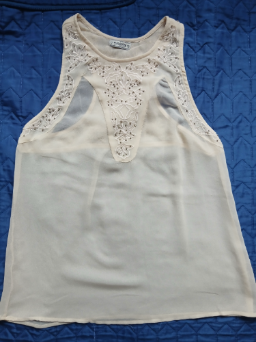 Pull&Bear krem providna bluza bez rukava, S