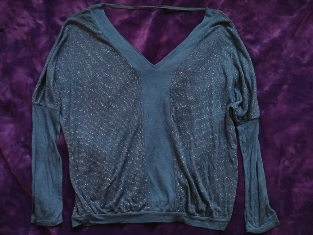 Esscort plava svetlucava bluza dugih rukava, L slika #1