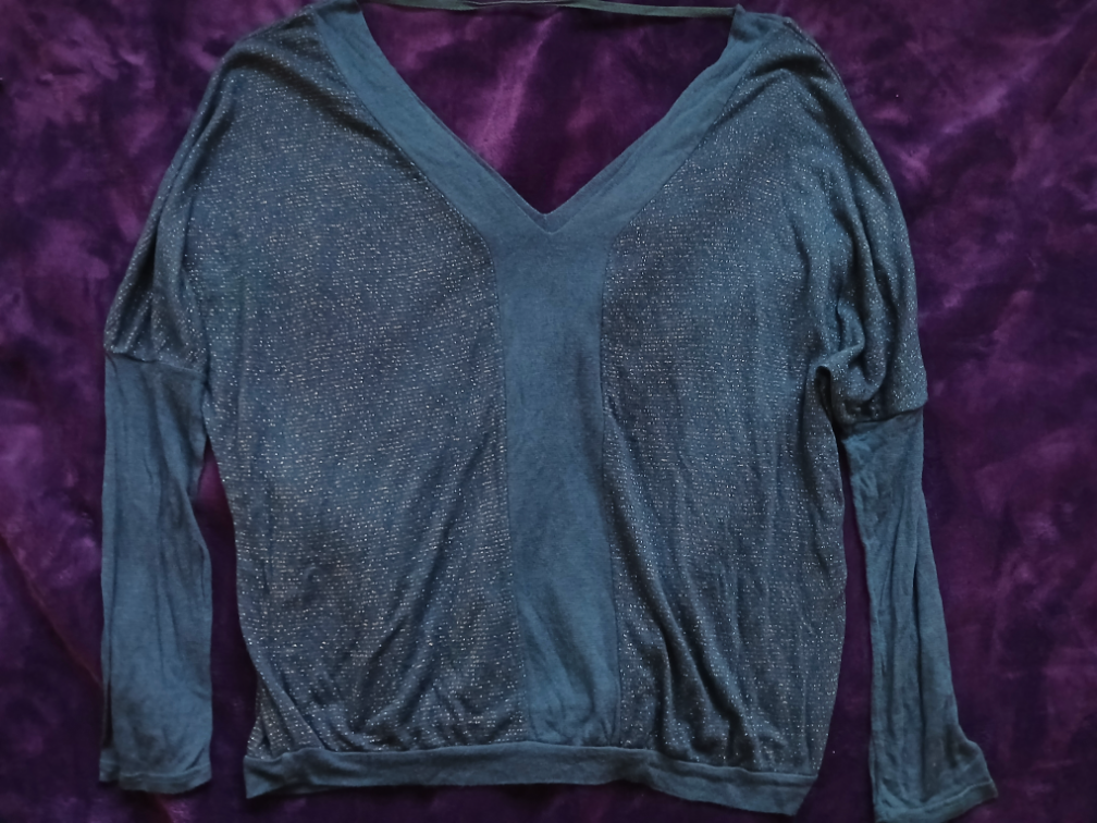 Esscort plava svetlucava bluza dugih rukava, L slika #2