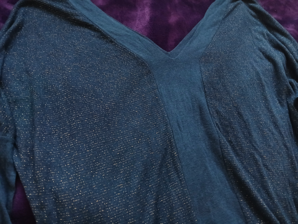 Esscort plava svetlucava bluza dugih rukava, L slika #3