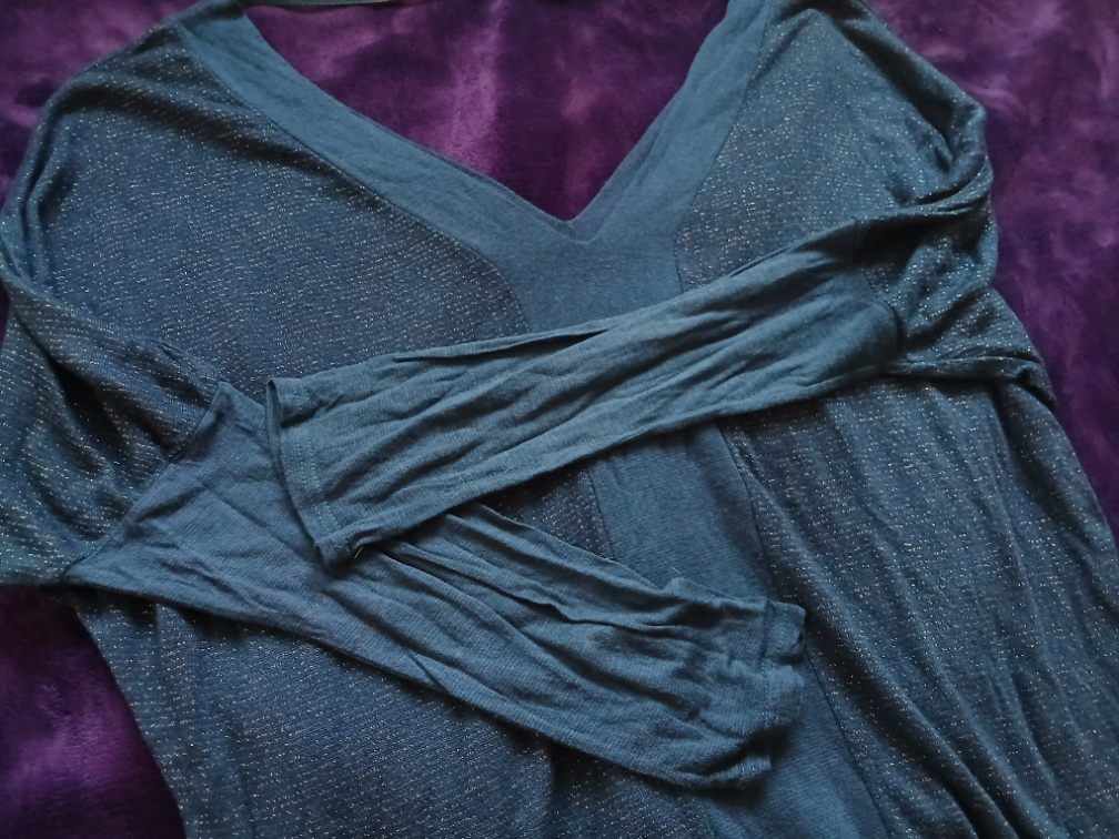 Esscort plava svetlucava bluza dugih rukava, L slika #4