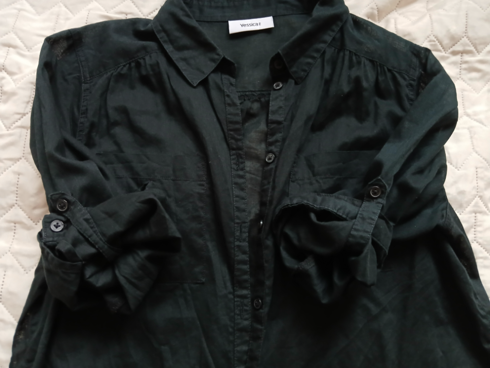 Yessica crna kosulja sa podesivim rukavima, S-M slika #2