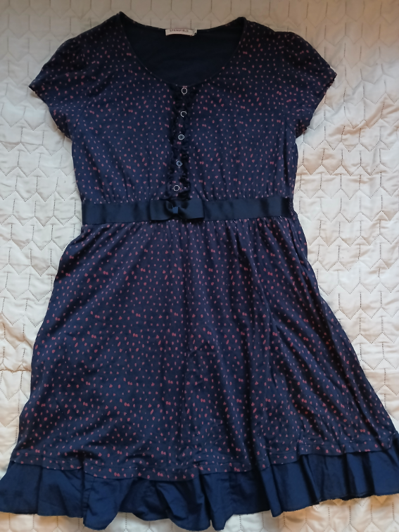 Springfield pamucna teget haljina sa srcima,XL-XXL slika #1