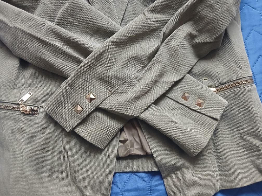 H&M maslinasto zeleni sako- jaknica sa nitnama, 38 slika #4