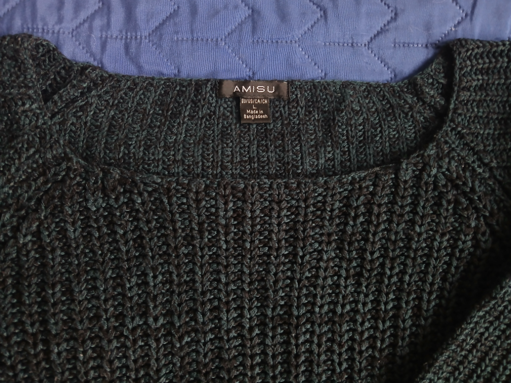 Amisu zeleno-crni dzemper sa rajsferslusima, L slika #3