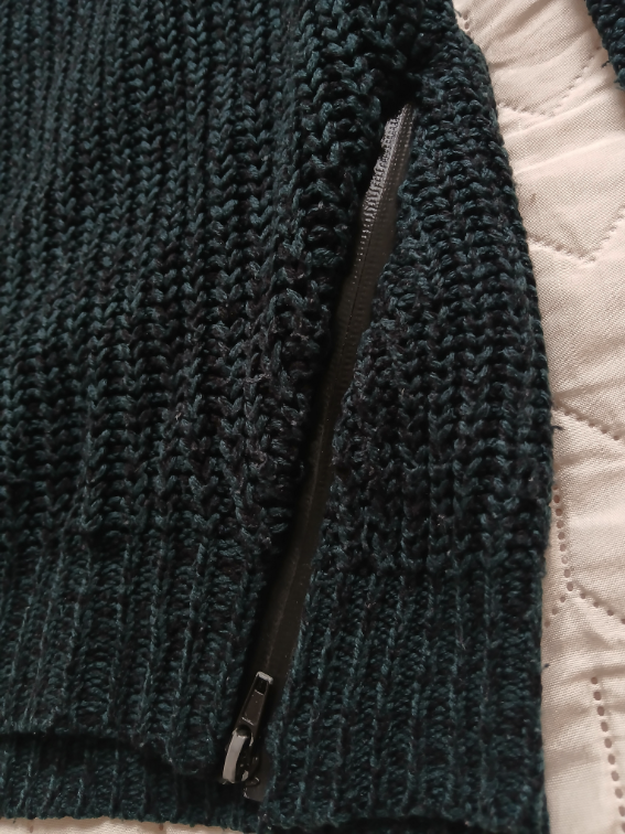Amisu zeleno-crni dzemper sa rajsferslusima, L slika #5