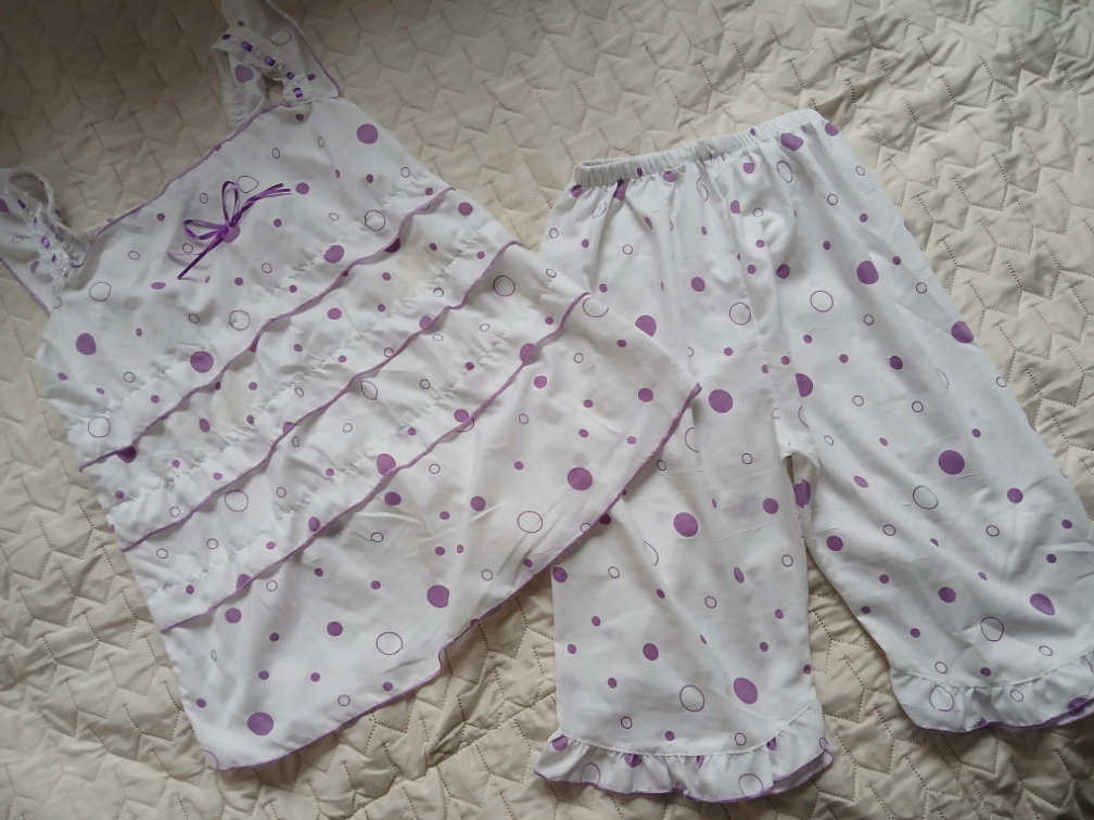 Lolita vintage belo-ljubicasta pidzama na tufne, L slika #1