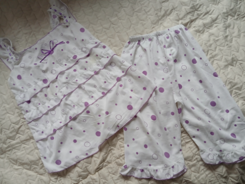 Lolita vintage belo-ljubicasta pidzama na tufne, L