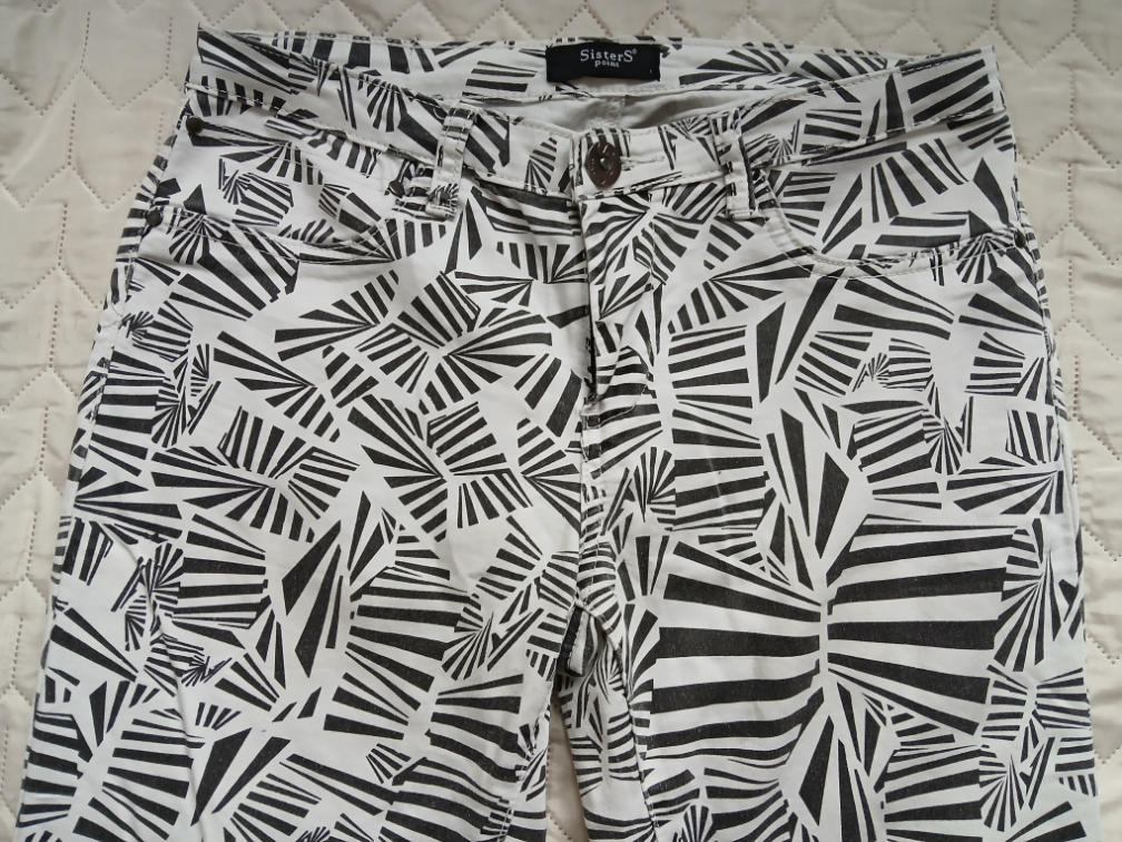 SisterS Point Fuss-12 crno-bele pantalone, L slika #2