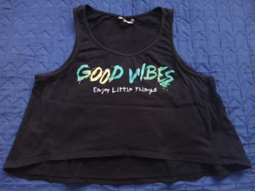 Clockhouse "Good vibes" crni crop top, L-XXL