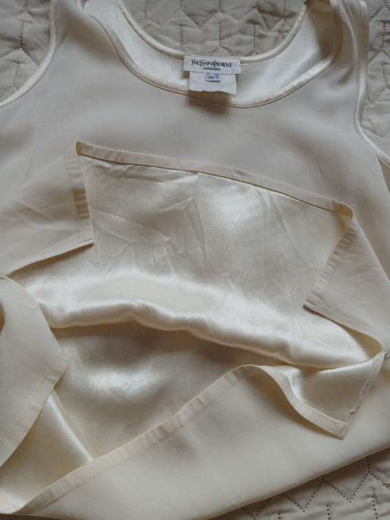 Yves Saint Laurent svilena krem bluza, L-XL slika #3