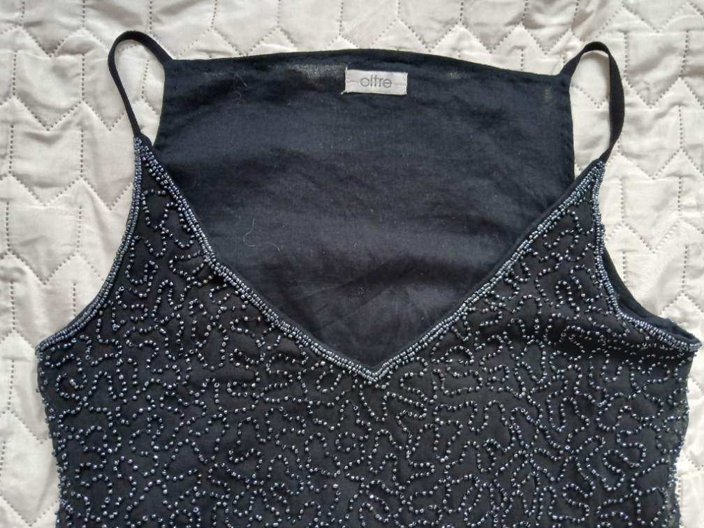 Oltre prelepa crna majica - bluza sa perlicama, M slika #2