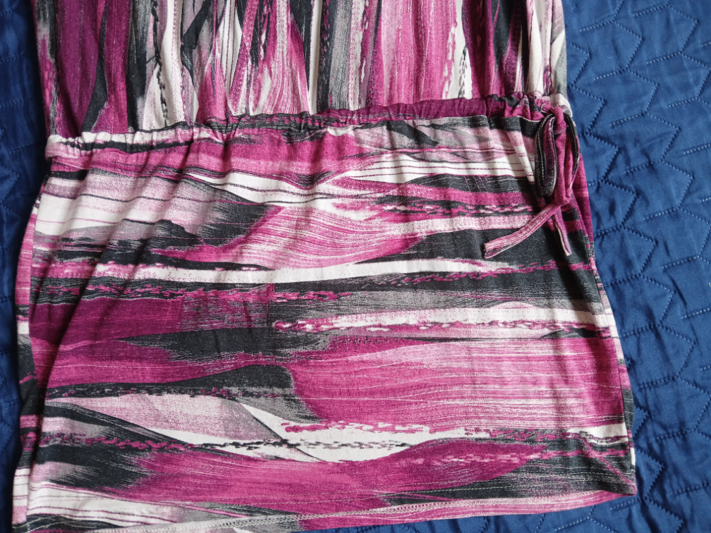 Sarena roze-crna-bela mini haljina - tunika, L-XL slika #2