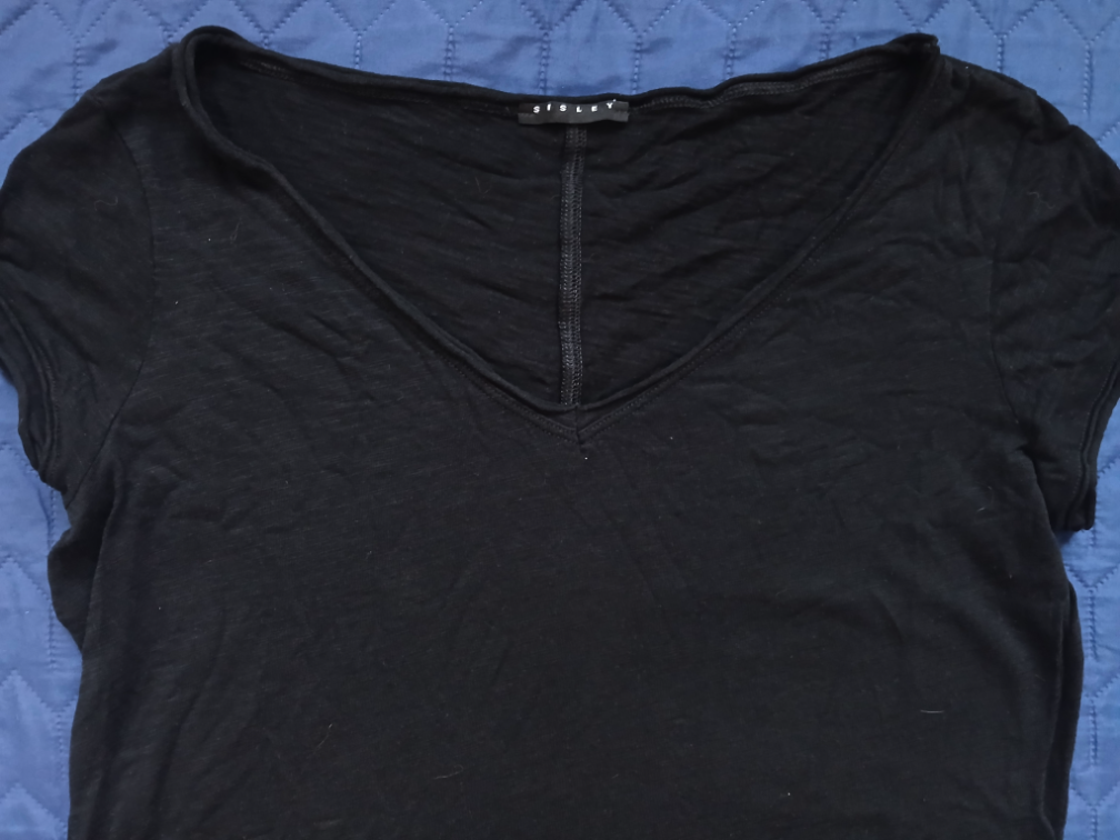 Sisley crna pamucna/modal majica kratkih rukava, L slika #2