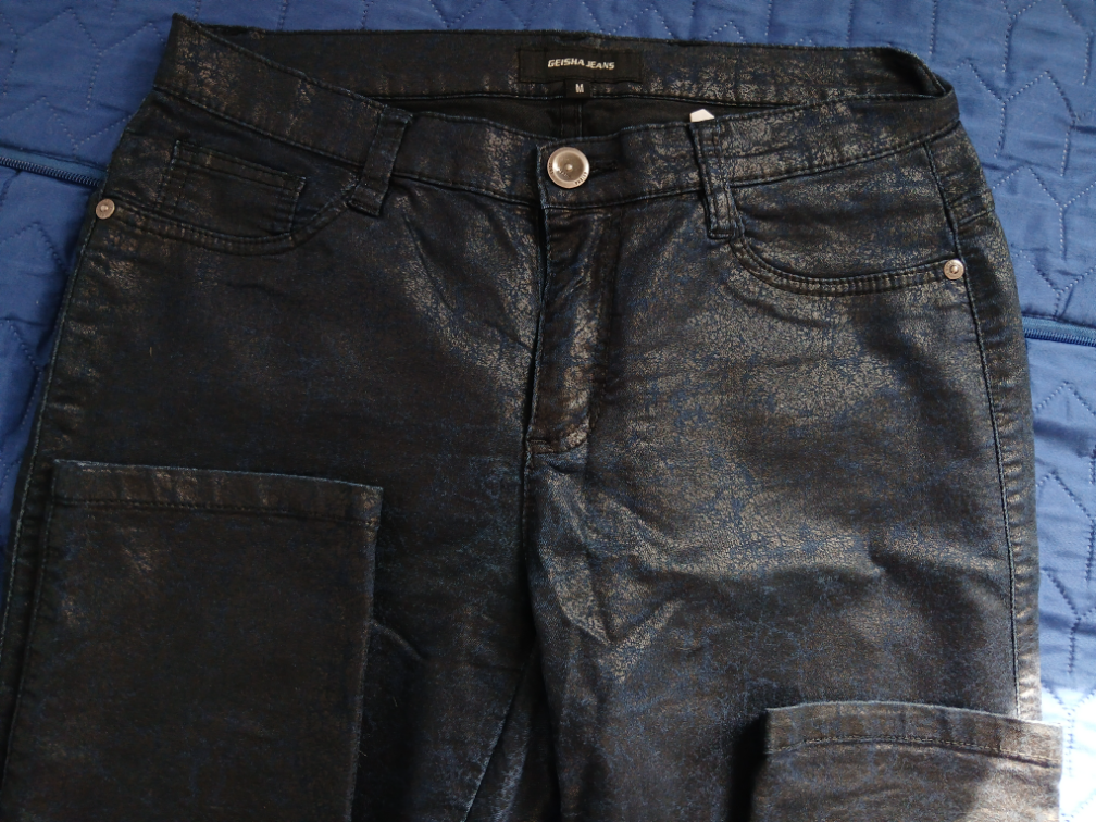 Geisha metalik teget sjajne pantalone, M slika #2