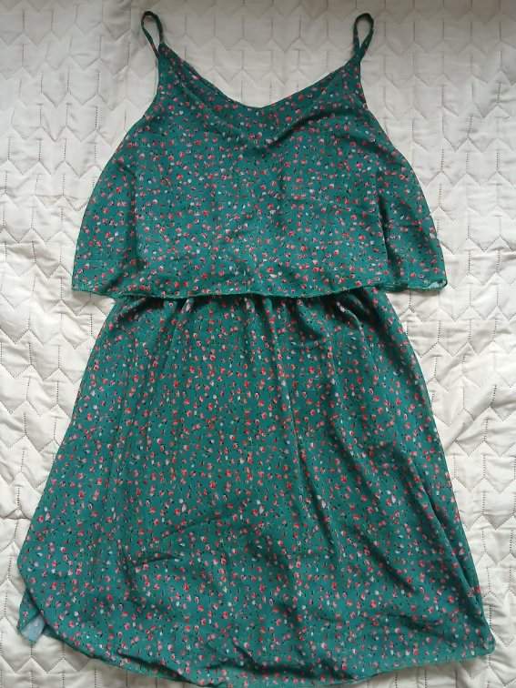 Italijanska zelena haljina sa cveticima, M-L slika #1