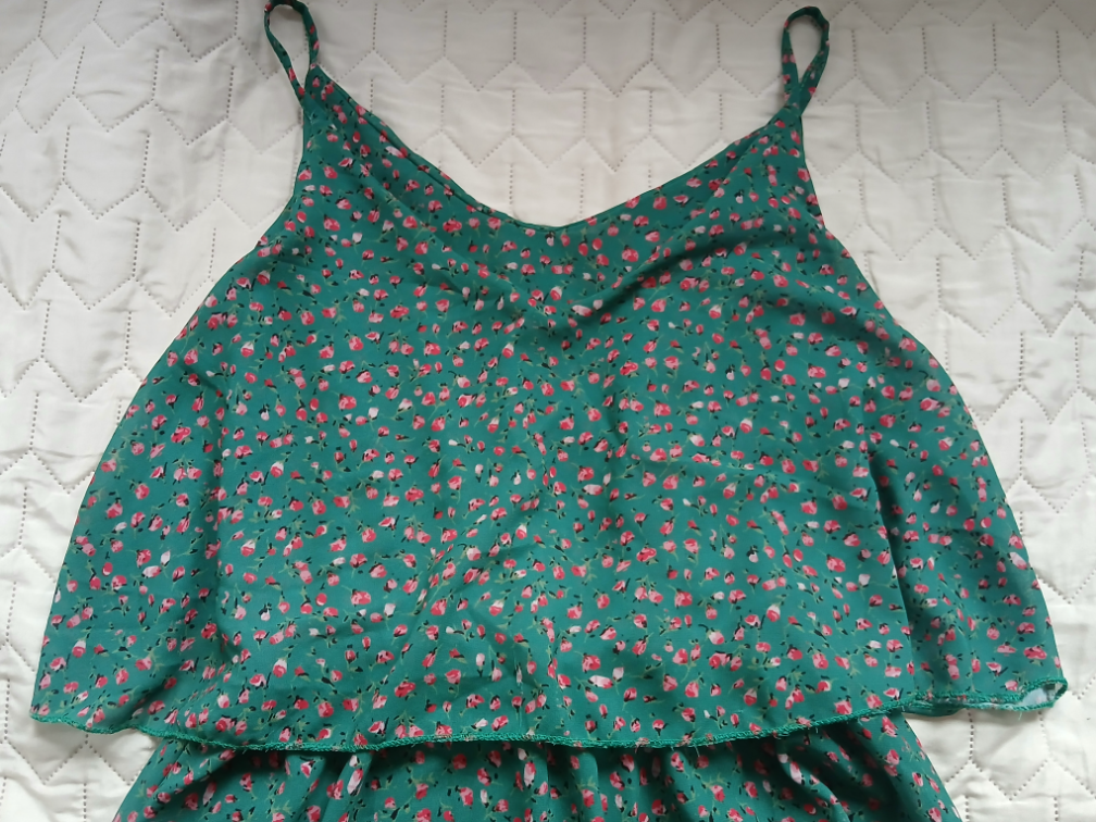 Italijanska zelena haljina sa cveticima, M-L slika #2