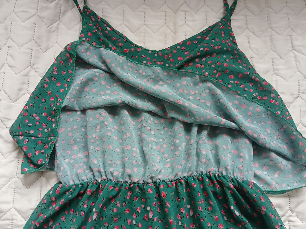 Italijanska zelena haljina sa cveticima, M-L slika #3