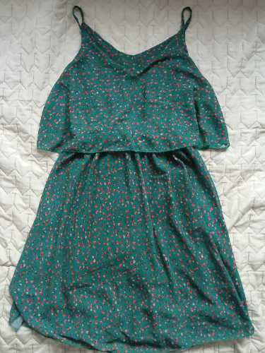 Italijanska zelena haljina sa cveticima, M-L