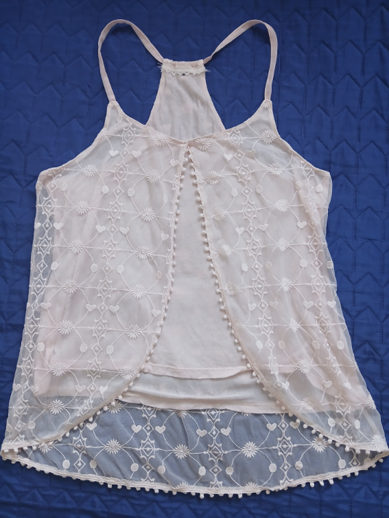 Prelepa svetlo roze nezna majica sa cipkom, M slika #1