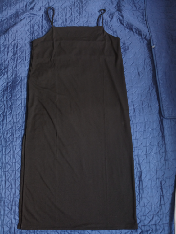 Nova H&M crna midi haljina ravnog kroja, L slika #1